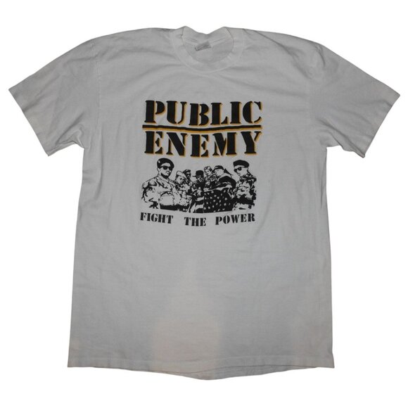 Vintage 80s Public Enemy "Fight The Power" Single Stitch T-Shirt Size XL - Picture 1 of 8